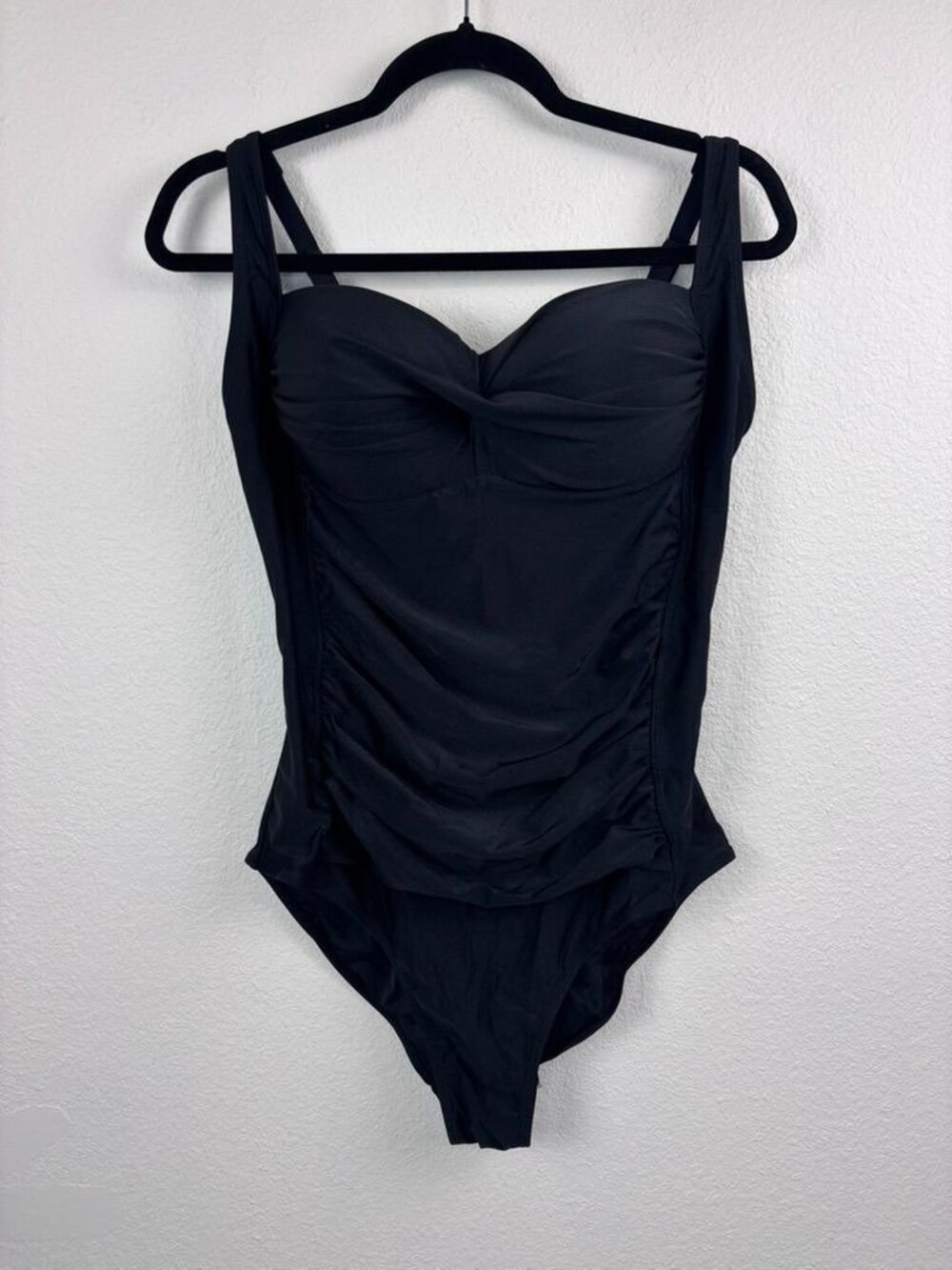 Betsey Johnson women's XL black pin up ruched one piece swimsuit swimwear